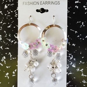 Fashion White Bead Dangling Earrings